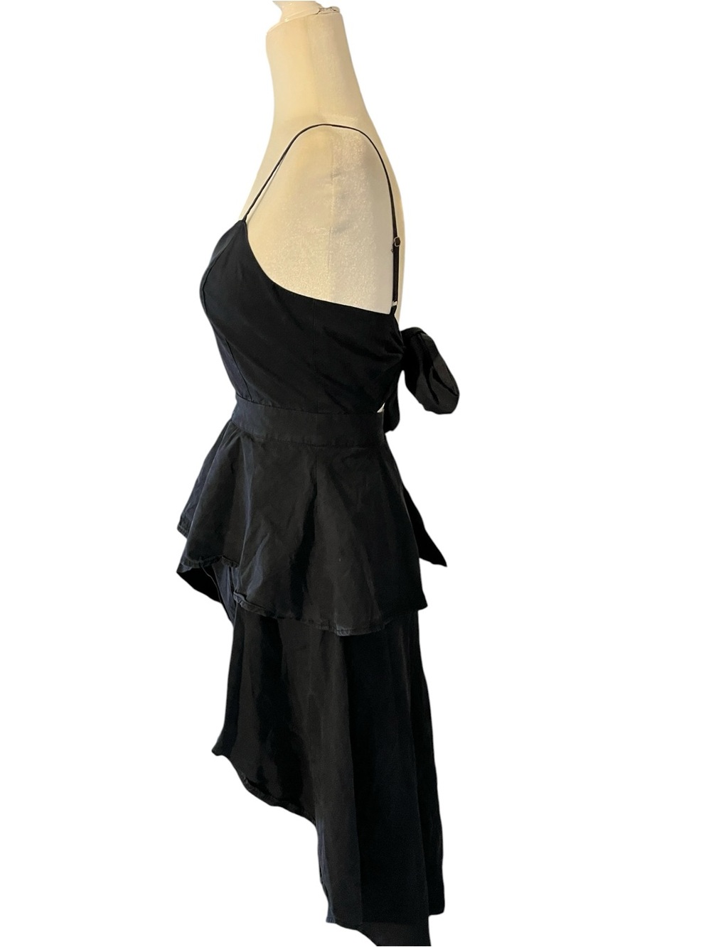English Factory Poplin High Low Cocktail Dress Black Size XS - Picture 3 of 8